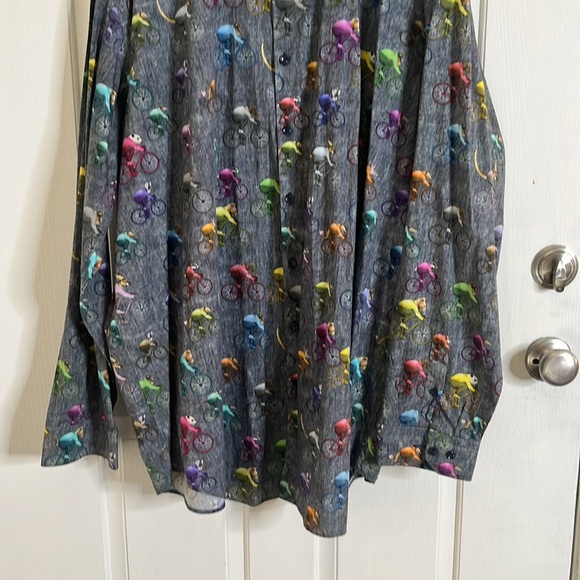 Jared Lang Animal Bicycle Button Shirt Men Size 3XLT Gray Racer Rider Biker Bike - Picture 3 of 11